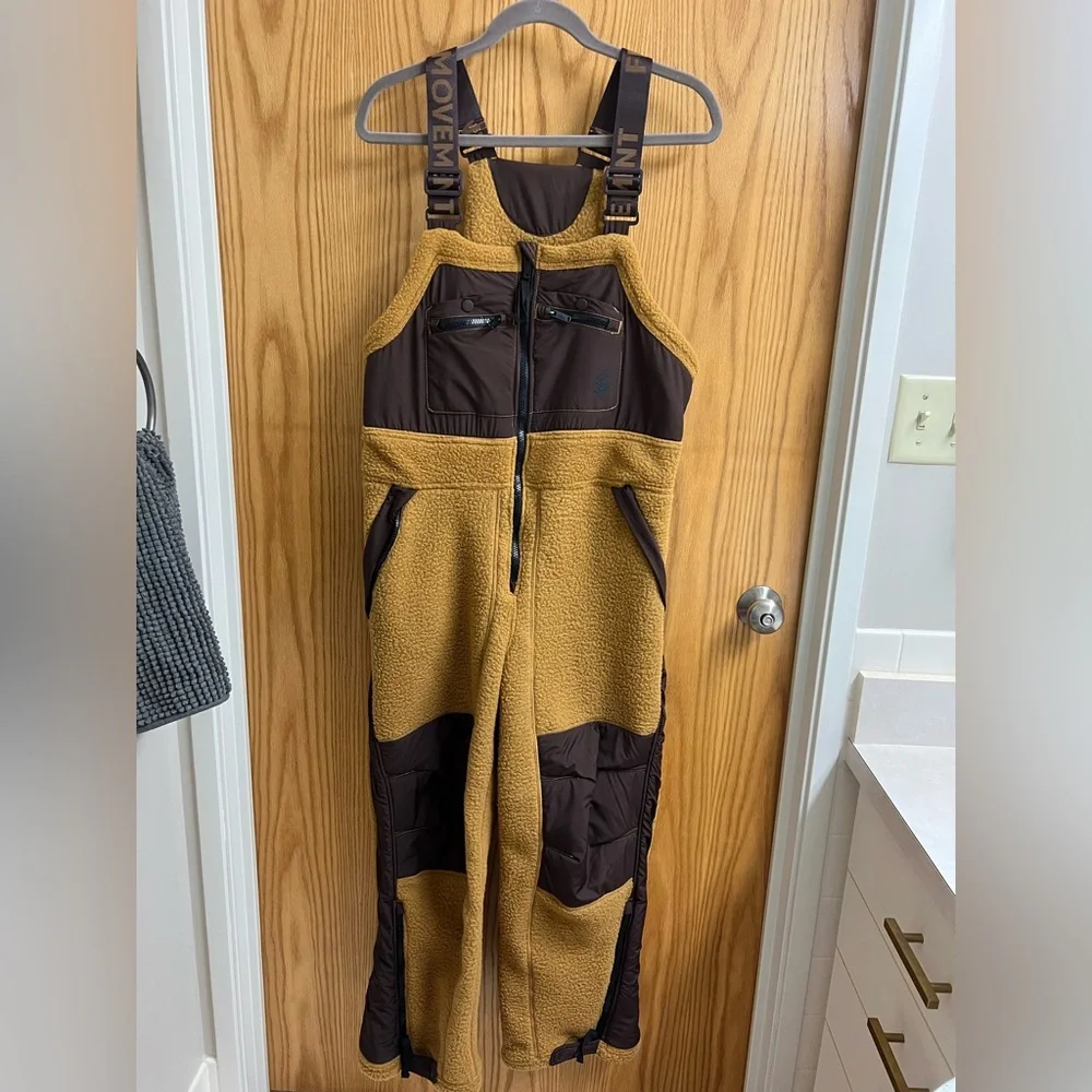 Free People Movement Hit the Slopes High Pile Fleece Snow Bibs Sz S - Picture 11 of 15
